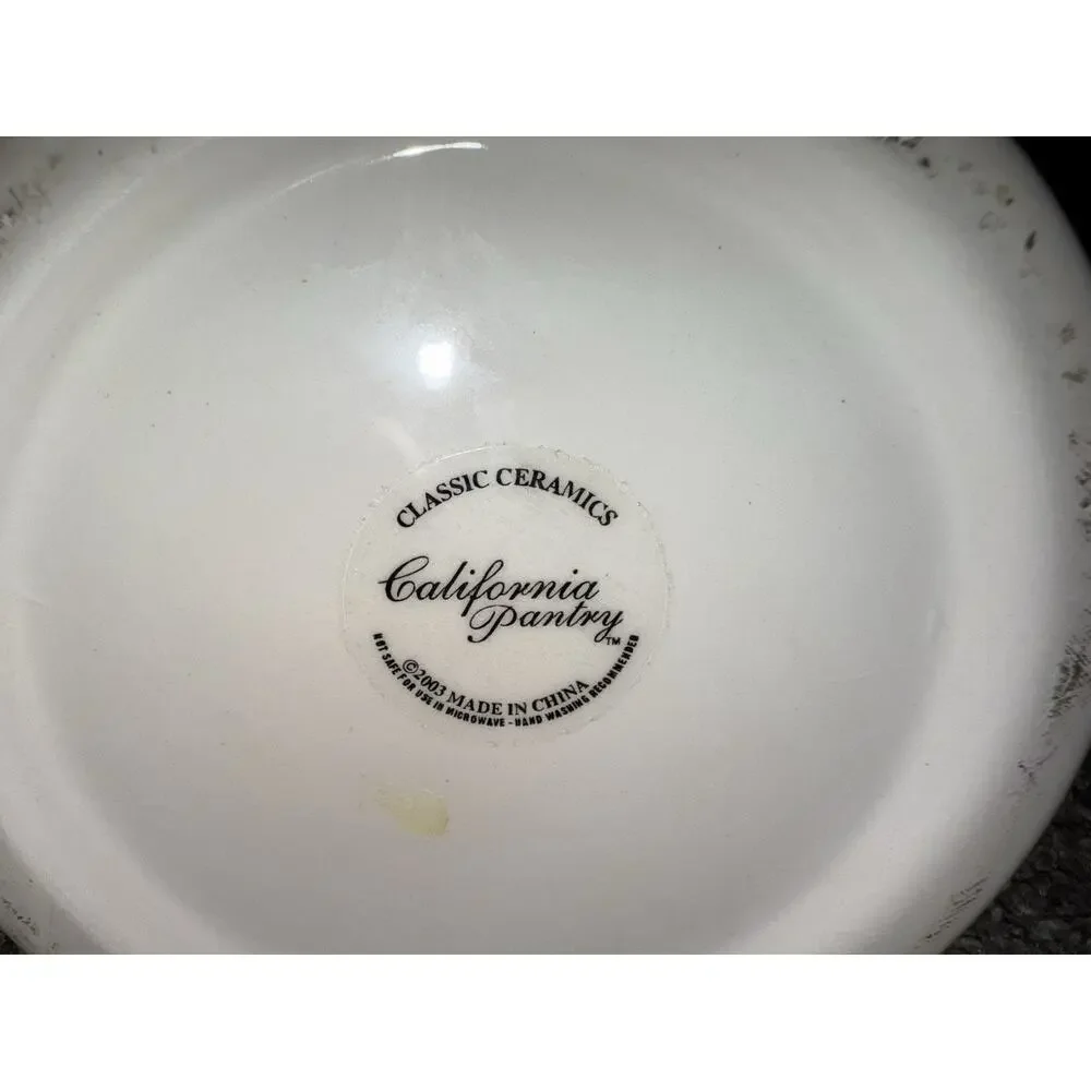 Vintage California Pantry Classic Ceramic w/ Lid Rooster Canister Farm Scene‎